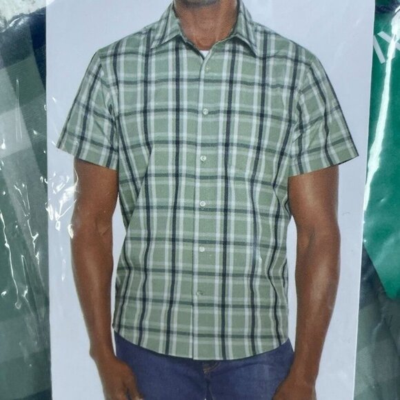 GAP Mens Green Plaid Short Sleeve Shirt Size XL New a1135 - Picture 2 of 6
